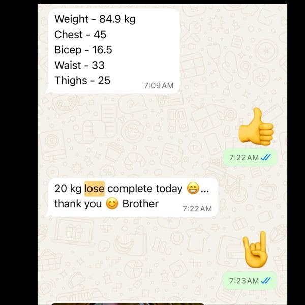Real WhatsApp accountability check-in from a client